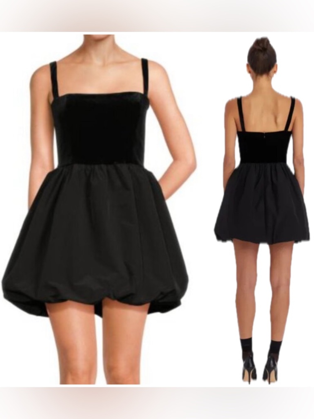 Amanda Uprichard Christine Black Velvet Bodice Bubble Hem Mini Dress NWT $258